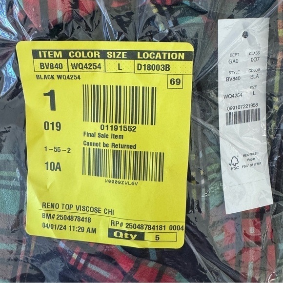 NEW J. Crew Halter Reno Top Neck Tie Stewart Tartan Chiffon Blend Size Large - Picture 5 of 5